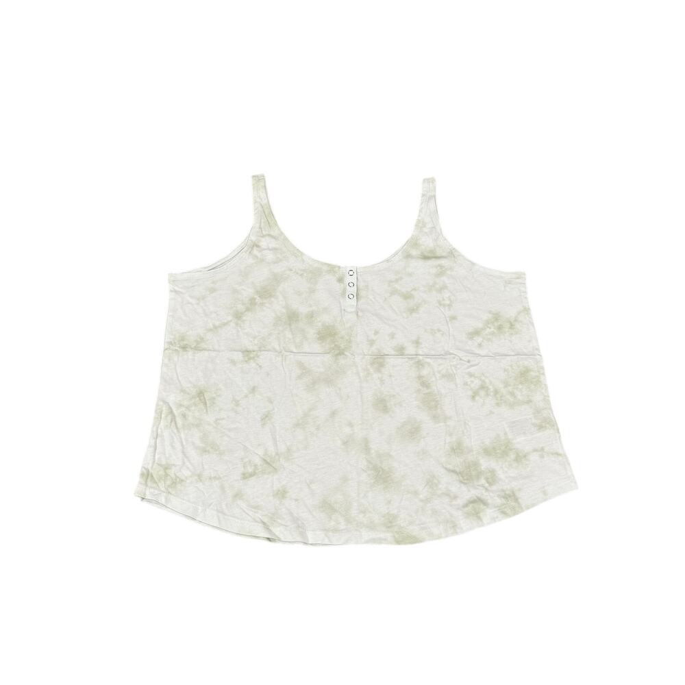 Gap Body Womens Henley PJ Sleep Tank Top Size L Light Green Tie Dye NWT